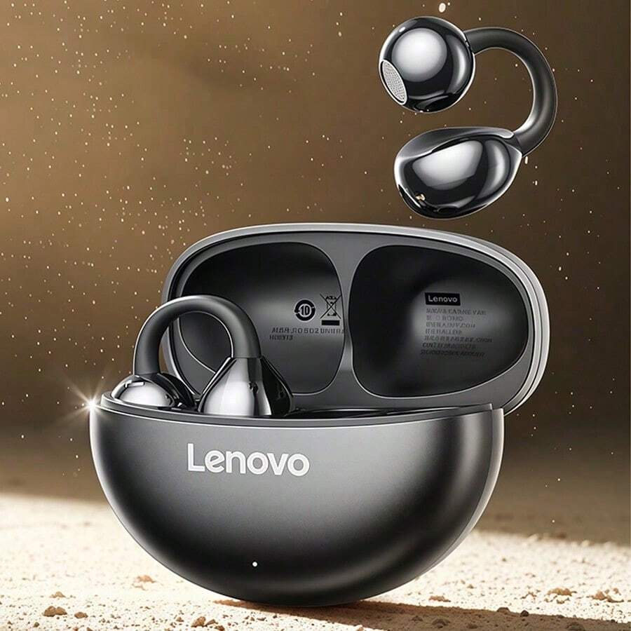 Lenovo TA410 Open-Back Bluetooth Headphones: Bone Conduction Technology, No In-Ear Design, Bluetooth 5.4 Low Latency, Waterproof And Sweatproof Body, Lightweight Sports Design, Suitable For Extended Use. Storm Gray. - Storm Gray - View 1