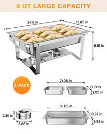 Techigher Chafing Dishes For Buffet 2/4/6 Pack, 8QT Food Warmers For Parties Buffet, Chafing Dish Buffet Set With Folding Frame For Any Party - 2 Pack - View 2