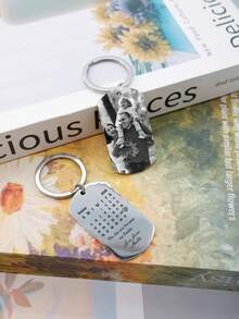 LICVIC Llavero personalizado con foto - con patrón de calendario, llavero lindo, llavero personalizado, llavero con foto personalizada recuerdo, texto y fecha personalizables, accesorio de bolso, regalo, llavero divertido, regalo del Día de San Valentín, regalo de foto creativo, idea de regalo de cumpleaños - Estilo B - Ver 3