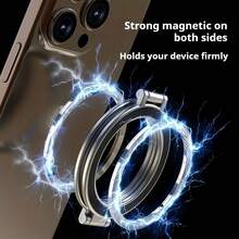 Magnetic Phone Holder, Adjustable Dual-Direction Stand - Strong Magnetic Attraction, Compatible With IPhone 16/15/14/13/12 And All Smartphones, Durable Metal Ring Stand, Hands-Free, Convenient Access, Phone Holder, Smartphone Accessory, Fashionable Metal Surface, Sturdy Structure - Multicolor - View 6