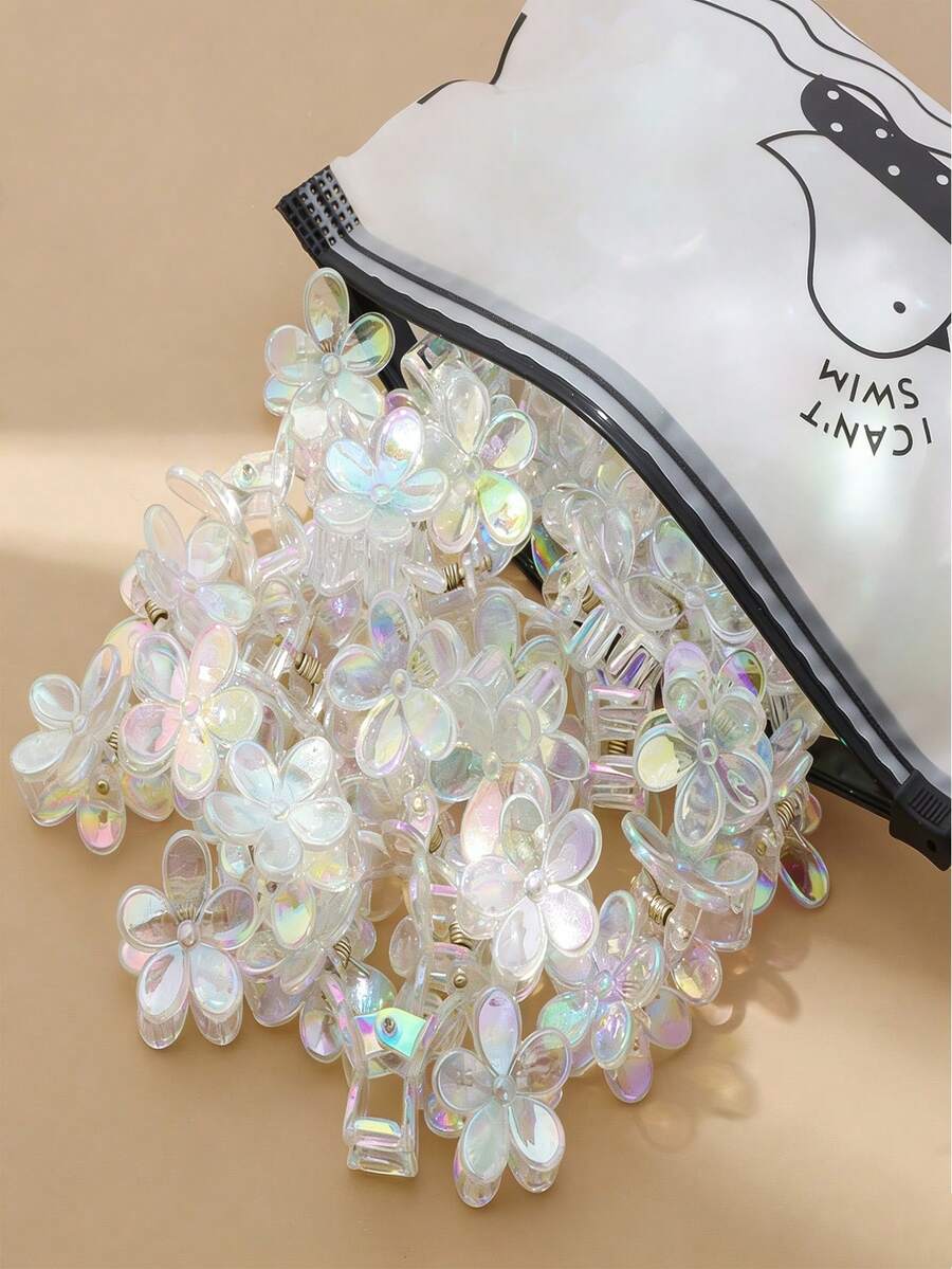 20pcs Girls Colorful Mini Butterfly Hair Clips, Holographic Laser Color, Suitable For Everyday Use - Multicolor - View 1
