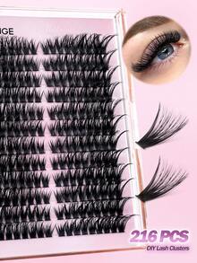 MAANGE 216pcs Cat Eyelash Clusters 60D Individual Lashes 9-18MM Wispy Cluster Lashes Individual Eyelash Thick Cluster Eyelash Extensions D Curl Lashes Clusterslash Clusters,Eyelash Clusters,Individual Eyelashes,Lashes,Fake Lashes - Black - View 6
