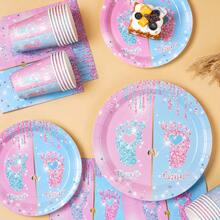 Gender Feet Disposable Set, 7/9 Inch Party Plates, Disposable Paper Plates Paper Cups Paper Napkins Set, Suitable For Wedding, Engagement, Birthday Party, Wedding Party Tableware - Multicolor - View 5