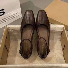 Giày bệt Mary Jane kiểu retro cho nữ, mẫu mới mùa xuân/hè 2026, giày quai ngang tối giản thoải mái. - màu nâu - Xem 9