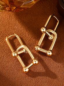 一对球形U型回形针别针Y2K风格粗耳环，男女皆宜；14k镀金马蹄形链条圆环耳环，适合运动/日常/度假/婚礼佩戴；精致水滴耳环，适合斋月/周年纪念日/母亲节/情人节/圣诞节等场合。 - U形耳環 - 查看 5