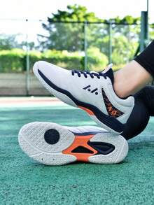 Men & Women Badminton Shoes, Lace-Up, Carbon Board Rubber Sole, Ultra-Light, Breathable, Anti-Slip, Wear-Resistant, Professional Badminton Match & Training Shoes - Blue and White - View 2