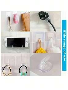 30个强力透明墙钩 - 休闲风格，无需钻孔即可轻松安装，是整理和存放爱好、艺术和人际关系相关物品的理想之选。适用于钥匙、衣架、包包等。这些实用的心形塑料挂钩是厨房和浴室装饰的完美选择。 - 彩色 - 查看 8