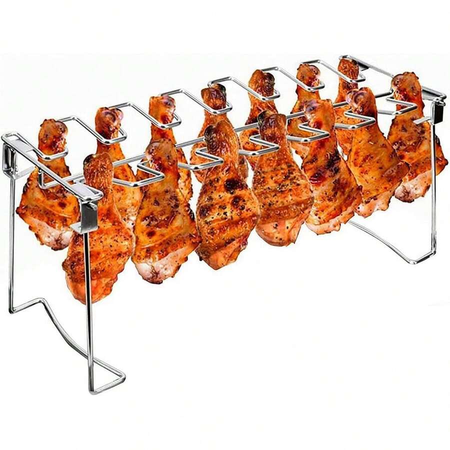 Metal Chicken Drumstick Rack, Multi-Grid Cooking Rack For Chicken Thighs, Travel Accessories, Father's Day Gift, Camping BBQ Utensils