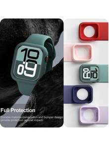 3个可爱硅胶手表壳，适用于38/40/41/42/44/45/49毫米表盘，兼容 Ultra/SE/8/7/6/5/4/3/2/1 - 彩色 - 查看 4