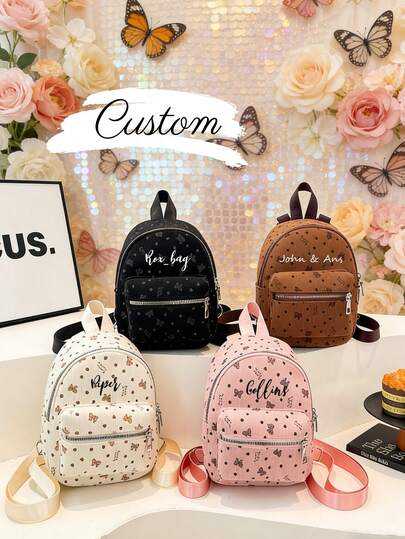 This Customized Mini Fashionable And Retro Polka Dot Backpack, Decorated With A Bow Pattern, With Adjustable Shoulder Straps, Is An Ideal Choice For Autumn And Winter. It Is Very Suitable For Birthday Parties, Gatherings, Banquets And Other Occasions, And Also Makes A Great Gift. It Can Also Be Used As A Birthday Or Christmas Gift. You Can Customize Names And Anniversary Information.