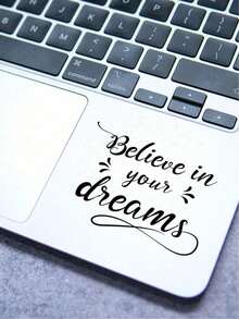 1pc Inspirational Laptop Sticker With Motivational Phrase "Believe In Yourself", Partially Transparent - Black - View 14