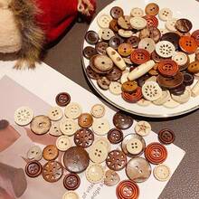 混合装木质纽扣，圆形工艺纽扣，缝纫纽扣，适用于DIY纽扣彩绘、手工饰品 - 彩色 - 查看 2