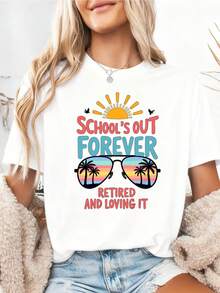 Camiseta vintage "La escuela terminó para siempre, jubilado y amándolo" para maestros - Blanco 3 - Ver 1