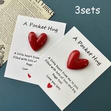1/3/5套树脂口袋拥抱爱心贺卡，浪漫迷你爱情信物，附赠鼓励卡片，作为感恩礼物送给家人朋友，情人节、家庭聚会、生日等场合的完美之选 - 彩色 - 查看 10