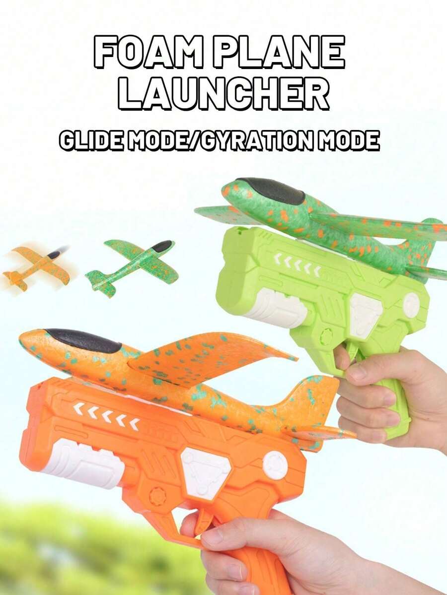 1 pezzo Lanciatore di aeroplani in schiuma per uso esterno, giocattolo sparadardi in schiuma, azionato manualmente, lanciatore di aeroplani per bambini senza batterie, adatto per giochi all'aperto in cortile/parco/spiaggia, gioco sportivo interattivo per famiglie, gioco di volo genitore-figlio, regalo per Natale/Ognissanti/Pasqua/Capodanno/Compleanno/Festa del Bambino per bambini e bambine 3-12 anni