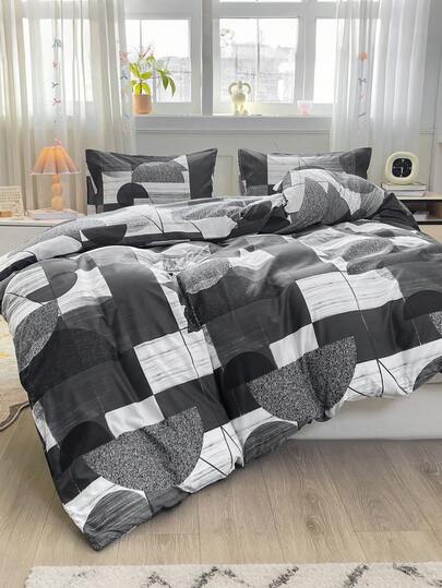 3pcs Bedding Set, Breathable, Super Soft Anti-Pilling Skin-Friendly Fabric, Soft Anti-Pilling, Home Textile, Room Decor, Includes 1 Duvet Cover And 2 Pillowcases (Comforter Not Included), Fashionable Bedroom Home Decor, Suitable For Twin/Full/Queen/King Bed, Machine Washable, Multiple Colors Available, Romantic Valentine's Day Gift Geometric Line Pattern Duvet Cover