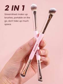MAANGE 5Pcs Professional Facial Double-Ended Makeup Brush Set,Bevel&Taper Foundation Brush Contour Brush Blush Brush Powder Brush Eyeshadow Brush Concealer Brush Highlight Brush Smudge Brush,Makeup Tools With Soft Fiber For Easy To Carrying,Set For Travel,Gift For Women&Girls ﻿