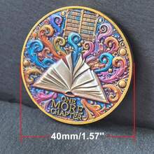Decision Coin para lectores One More Chapter Go to Bed Challenge Token Divertida moneda de lectura aleación de zinc regalo para los amantes de los libros con funda protectora - como en la foto - Ver 5