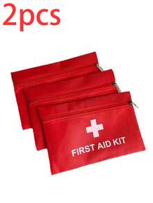 4/6件迷你急救包（空），尺寸7.87x5.51英寸，红十字会便携式包，必备旅行医疗收纳袋，适合存放基本急救用品，适用于家庭、户外旅行、办公室、车辆、露营、探险等场合，户外活动基本应急装备，便携耐用。 - 紅色 - 查看 6