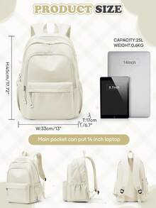 Laptop Backpack For Women School Backpack Purse Travel Backpack, Large-Capacity Nylon Casual Daypack With Multi-Pocket Organizer, Water-Resistant, Lightweight For Travel, Commute, School & Daily Use - Multicolor - View 9