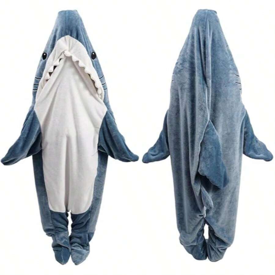 Shark Blanket Hoodie For Adult, Wearable Shark Sleeping Bag, Soft Cozy Costume - S: dành cho chiều cao 49-53 inch - Xem 1