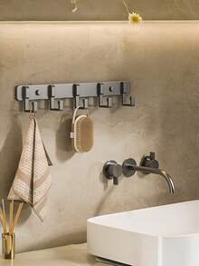 1pc Fashionable Multi-Function Wall Mounted Hook Rack - No Nail Strong Adhesive Hook Rack, Multi-Hook Rack - Bathroom And Kitchen Wall Mounted Storage Hook Rack, Suitable For Hanging Coats In Entryway, Hanging Loofah In Bathroom, Hanging Spatulas In Kitchen (Entryway Wall, Bathroom Shower Area) - Multicolor - View 7