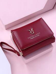 Wavhen Women's Fashion Lucky Deer Wallet Casual Multi-Function Credit Card Clutch Purse Tri-Fold Coin Cash Holder For Women Money Wallet Mini Wallet Purse Wallet Small Wallet Cute Wallet Wristlet Wallet Travel Essential Badge Holder Lanyard Id Card Holder Id Holder