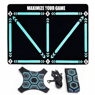 Football Training Mat Kit - Football Footstep Training Mat Wiht Soccer Kick Trainer Belt, Enhance Your Soccer Skills With Football Mastery Mat Anti-Skid Carpet For Ball Control Practice