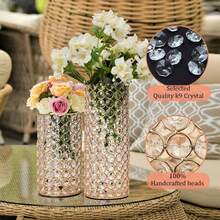 Crystal Flower Vase And PillarCandle Holder Set 10.24 Inch WeddingCylinder Flower Vases Stand TableCenterpieces Candle Holders For Table RoomHome Wedding Party Events Decor - Two Colors - View 7