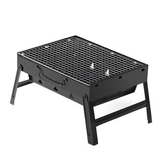 1 pieza Parrilla de carbón vegetal plegable de acero inoxidable, juego de herramientas de barbacoa portátil adecuado para cocinar al aire libre, camping, senderismo, picnic, jardín, fiesta en la playa