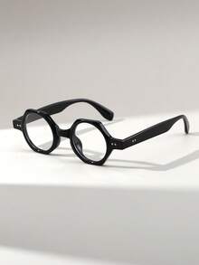1 Pair Men's Polygon Small Frame Rivet Retro Punk Style Personalized Fashion Quality Non-Prescription Glasses - Clear - View 1