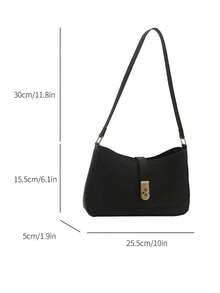 Stylish Women's Handbags, Solid Color Shoulder Bags, Simple And Classic Women's Crossbody Bags - 黑色 - 查看 7