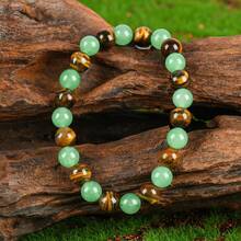 1pc Arpurraina Money Attraction Bracelet With Green Aventurine & Tiger Eye - Solid Unscented Prosperity & Wealth Amulet Birthday, Anniversary, Summer Vacation & Theme Parties Jewelry Charms Abundance Bracelet - Multicolor - View 2