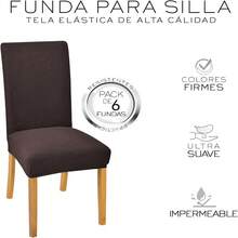 6 Pieces Universal Elastic Washable Dustproof Dining Chair Covers For Kitchen, Living Room, Hotel, And Events - Coffee Brown - View 5