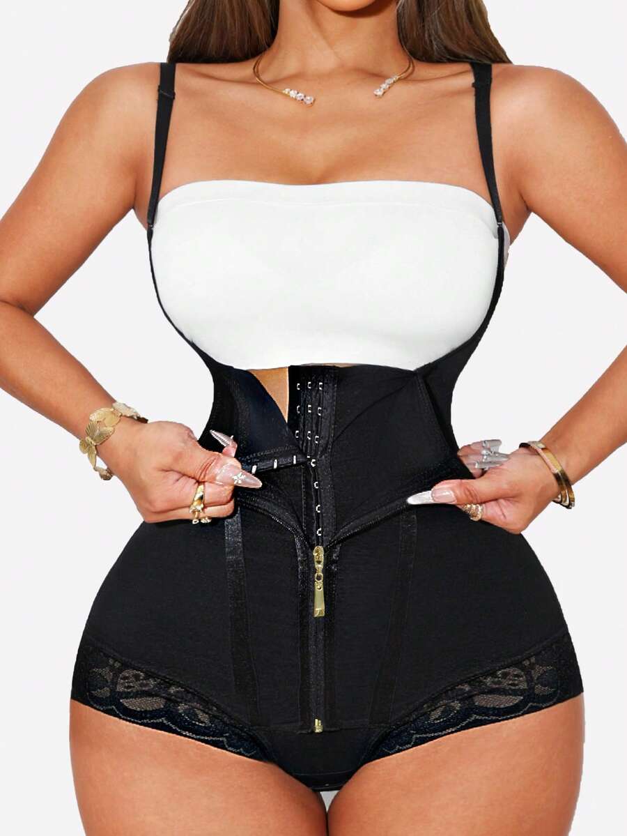 1 pieza Moldeador corporal completo con control de abdomen para mujer - Negro - Ver 1