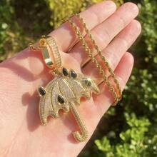 DUBSS 1 Piece Iced Out Umbralla Necklace Pendant For Men 5A Cubic Zirconia Gold Plated Hip Hop Jewelry - Umbrella - View 7