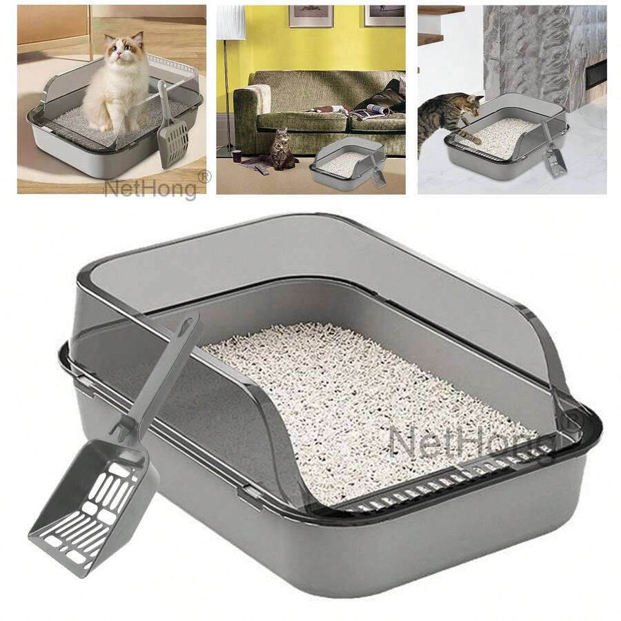Large Open Cat Litter Tray High Sided Deep Jumbo Rim Pan Box Loo Toilets - one-size - View 1