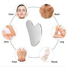 1/2pcs Stainless Steel Heart-Shaped Gua Sha Tool, Suitable For Facial Massage, Portable Muscle Relaxation Massage Board, Stainless Steel Facial Gua Sha Tool - Facial Massage Tool - Smooth And Sturdy Metal Gua Sha Tool, For Face And Body, Reduces Swelling - Gua Sha Massage Tool, Heart-Shaped Design, Silver Color, Stainless Steel Facial Gua Sha Tool, For Facial Metal Gua Sha, Tightens Skin, Full-Body, Eye, And Neck Massager. - 彩色 - 查看 5