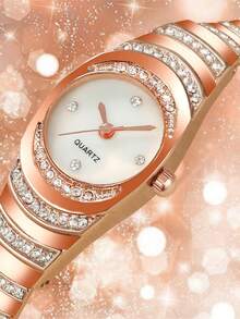 时尚商务多功能奢华镶钻优雅石英表，母亲节礼物