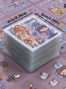 100pcs Cartoon PET Stickers - Self-Adhesive, Waterproof, Transparent Stickers, Suitable For Scrapbooking, Diaries, Phone Cases, Notebooks, Cups Decoration, DIY Crafts - Multicolor - View 3