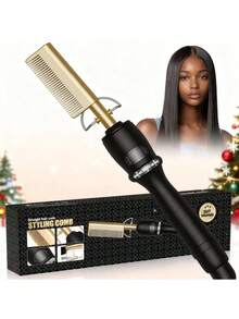 2-In-1 Copper Comb & Hot Air Brush, Curling & Straightening Dual-Use - Achieve Salon-Level Smooth And Shiny Hair At Home