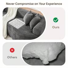 YOGLAD 112" Modern Cloud 4-Seater Sectional Curved Sofa, Minimalist Compression Living Room Couch, Chenille Upholstered Oversized Fluffy Sofa With Deep Seat, Modular L-Shaped Cloud Couch For Small Space, Plush Velvet-Like Soft Fabric Boneless Sofa With Supportive High-Density Foam & Spring, Easy To Move, Washable Removable Cover, Pet-Friendly Lounge Sofa Bed, Contemporary Apartment Furniture, No Assembly Needed, Black/Grey/Green - 灰色 - 查看 4