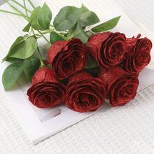 1PC Glittery Artificial Single Rose Stem (38cm) - Multi-Color Design With Bendable Stem For Floral & Gifting Decoration - Multicolor - View 10