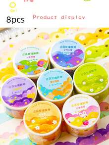 8张/套 梦幻云朵和纸胶带，剪贴簿贴纸，装饰边框，可爱风日记贴纸