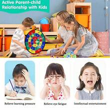 儿童大型飞镖靶套装，趣味派对游戏玩具，包含粘性飞镖球和飞镖靶！配备12个特制粘性飞镖球，适合儿童球类游戏，有两种颜色（黑色和红色）和三种尺寸（36厘米、66厘米、74厘米）可选。适合室内/室外/花园/棋盘游戏和趣味派对活动。是3-12岁男孩女孩的完美生日礼物。 - 彩色 - 查看 7