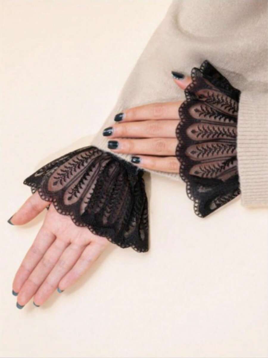 1 Pair Lace Hollow Out Gloves, Suitable For Party, Wedding And Daily Wear - Gloves - View 1