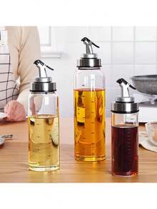 1 pièce, Distributeur d'huile en verre borosilicaté haute qualité, bouteille d'huile d'olive, distributeur de sauce soja et de vinaigre, bidon d'huile en verre haute transparence, bouteille d'huile de cuisine étanche, bidon d'huile, d'épices, de sauce soja, de vinaigre, bouteille d'assaisonnement, distributeur et récipient d'huile en verre pour l'huile d'olive et les huiles alimentaires, ustensiles de cuisine - transparent - Voir 7