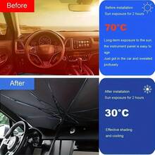 1pc Foldable Car Windshield Sun Shade, UV And Heat Reflective Sunshade Cover, Suitable For Sedans, SUVs, MPVs