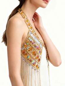 新款欧美风手工亚克力流苏胸罩链，时尚身体饰品 - 查看 1