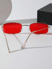 1件男士个性化金属塑料几何时尚眼镜，适合热带海滩度假、户外旅行、露营、街头拍照配饰